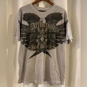 Men's AFFLICTION Josh Barnett Distressed T-Shirt‎ Size XL Double-Sided